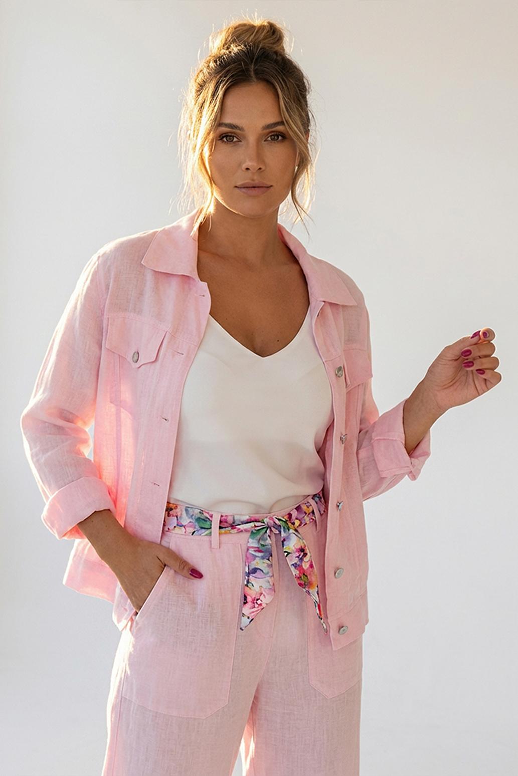 RŮŽOVÁ DÁMSKÁ LNĚNÁ BUNDA  Fresh Pink