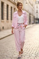 RŮŽOVÉ LNĚNÉ KALHOTY DÁMSKÉ TAPERED-CROPPED PECA del SOL Fresh Pink