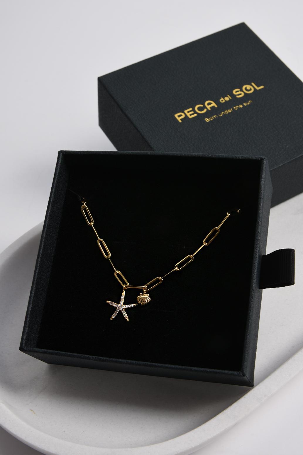 DÁMSKÝ ZLATÝ NÁRAMEK S HVĚZDICÍ A MUŠLÍ