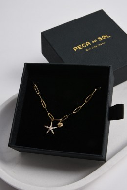 [PDS542] DÁMSKÝ ZLATÝ NÁRAMEK S HVĚZDICÍ A MUŠLÍ