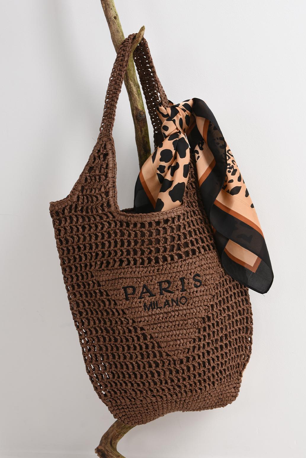 HNĚDÁ SLAMĚNÁ KABELKA PŘES RAMENO