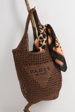 [PDS550] HNĚDÁ SLAMĚNÁ KABELKA PŘES RAMENO