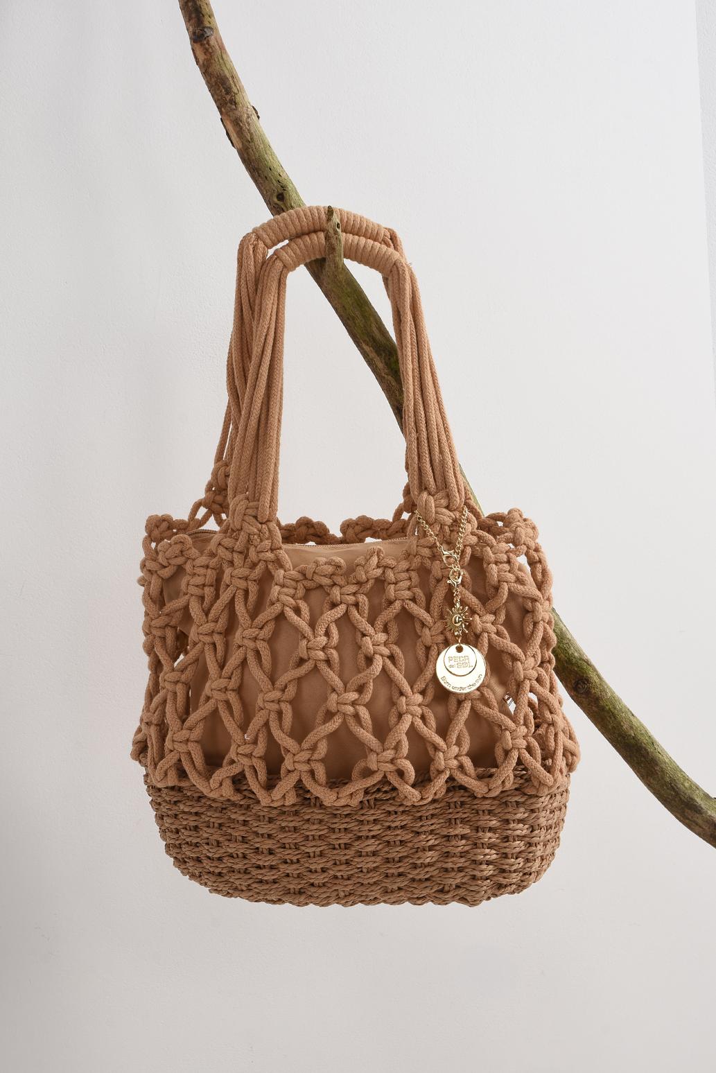 HÁČKOVANÁ BÉŽOVÁ KABELKA DO RUKY