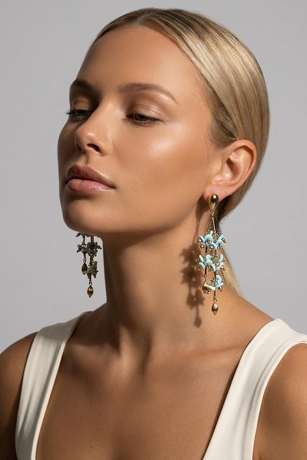 [PDS583] VISACÍ DLOUHÉ NÁUŠNICE MODRÉ