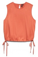 DÁMSKÝ SATÉNOVÝ TOP BEZ RUKÁVŮ CIHLOVÝ Vero Moda