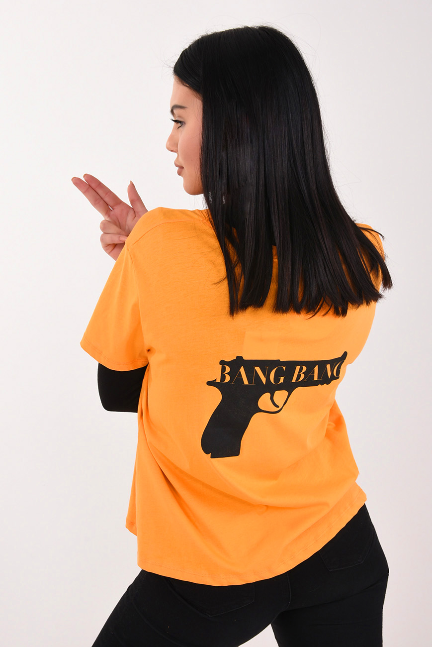 [NAKD024] ORANŽOVÉ OVERSIZED TRIČKO S POTISKEM Bang Bang