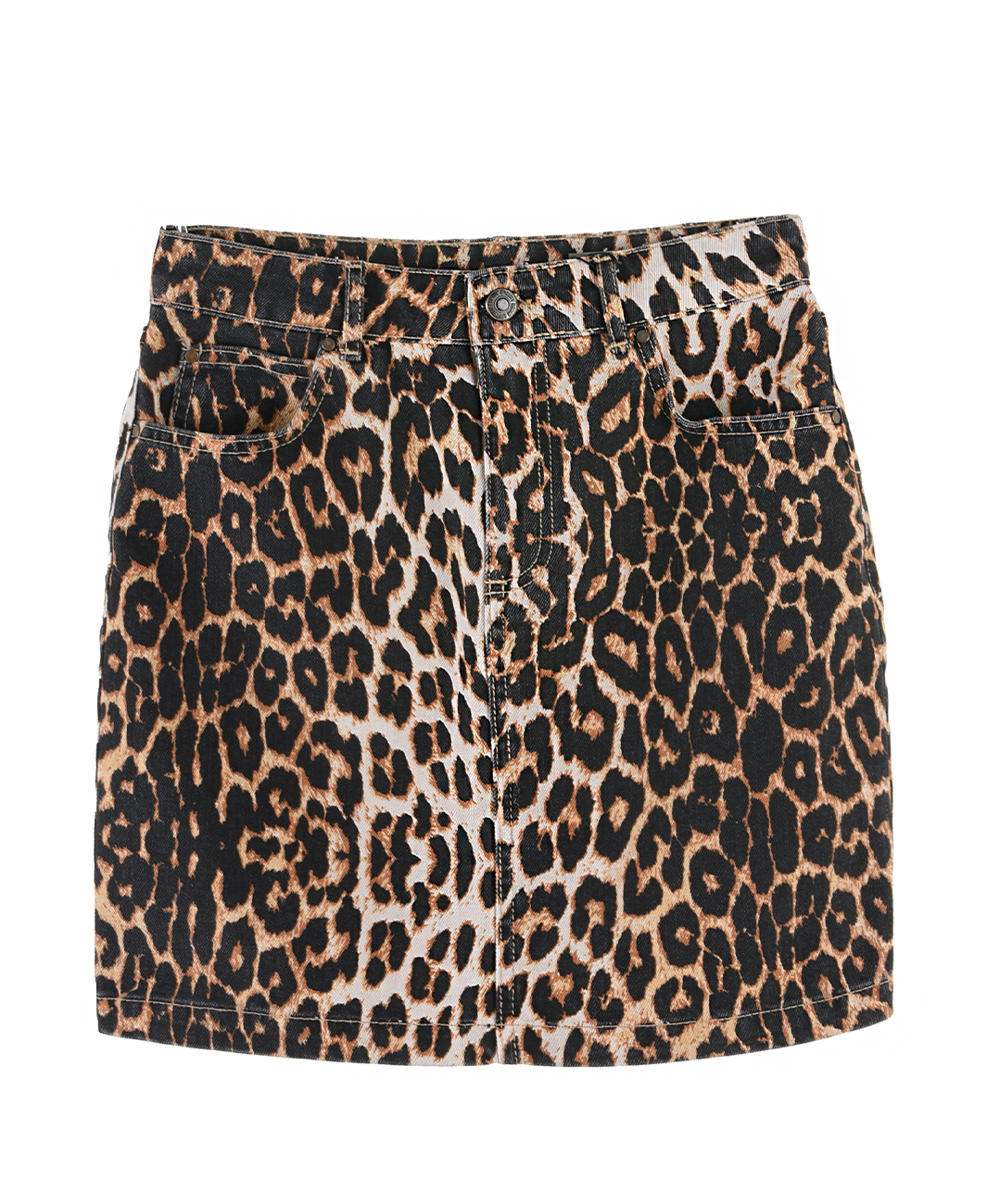 DŽÍNOVÁ SUKNĚ S LEOPARDÍM VZOREM