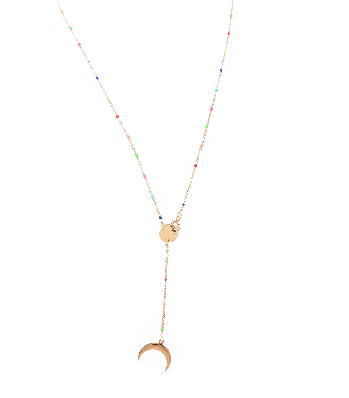 [HS489] ZLATÝ NÁHRDELNÍK MĚSÍC Multicolor