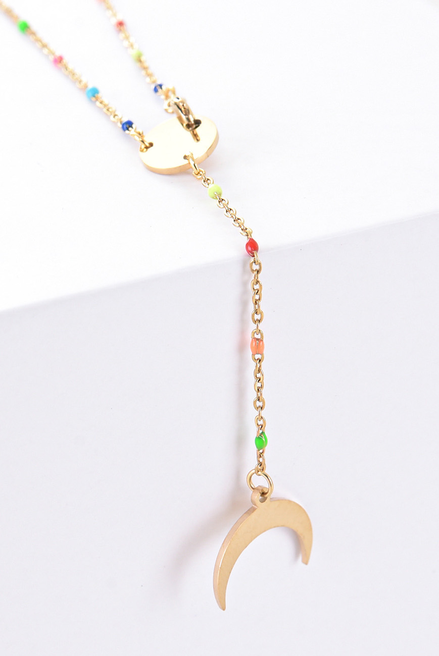 ZLATÝ NÁHRDELNÍK MĚSÍC Multicolor Hailys