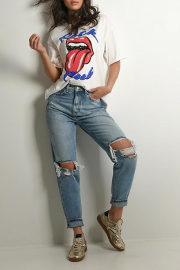 [VRM252] MODRÉ DŽÍNY MOM RELAXED FIT