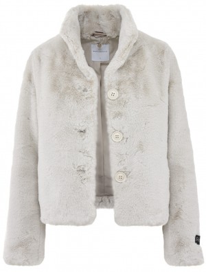 [RINOP169] KRÁTKÝ KRÉMOVÝ KABÁTEK Z UMĚLÉ KOŽEŠINY Rino Pelle