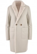 OBOUSTRANNÝ KOŽENKOVÝ KABÁT KRÉMOVÝ 3/4 Rino Pelle