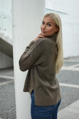 [PCS206] HNĚDÝ SVETR DÁMSKÝ Z VLNY A ALPAKY