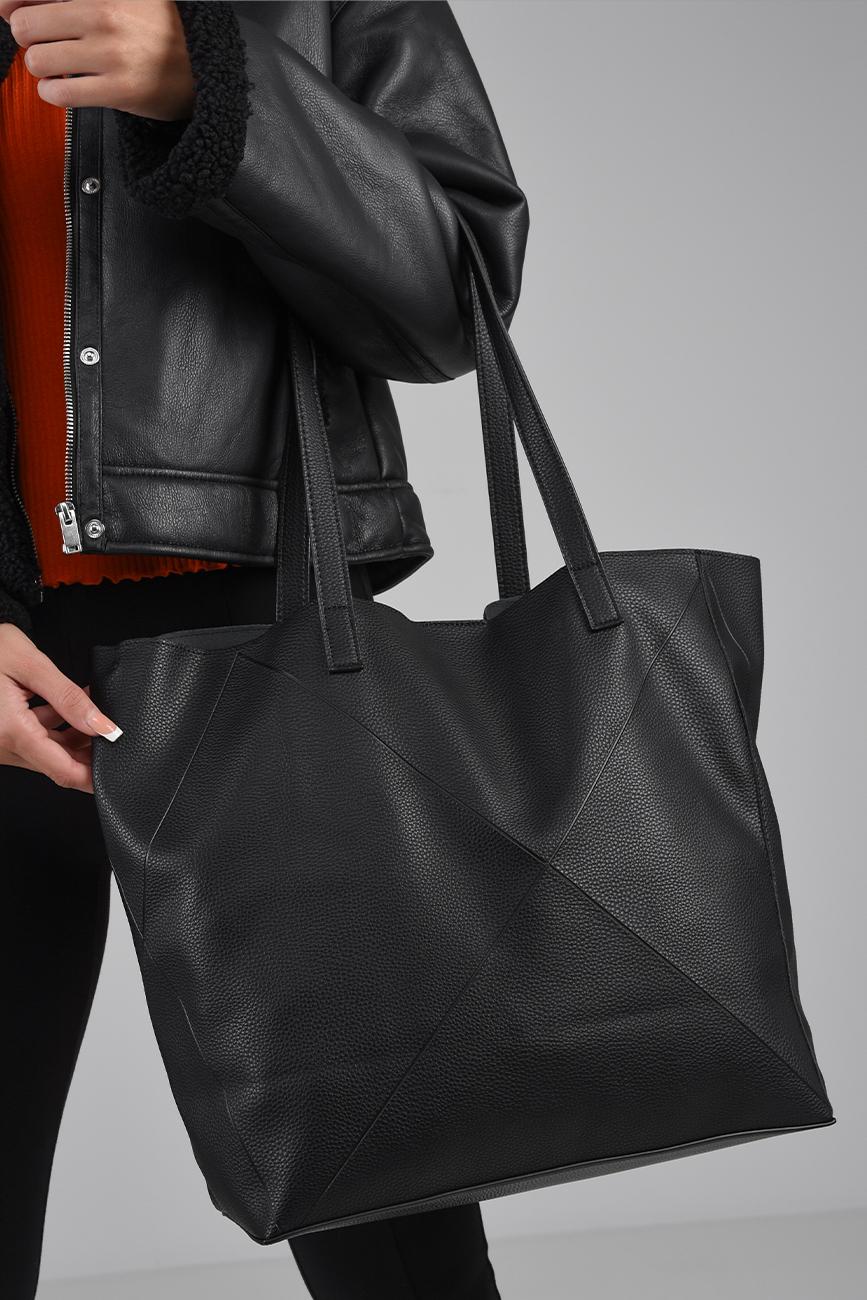[PCS229] KOŽENKOVÁ KABELKA SHOPPER ČERNÁ