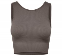 ŽEBROVANÝ CROP TOP HNĚDÝ Only Play