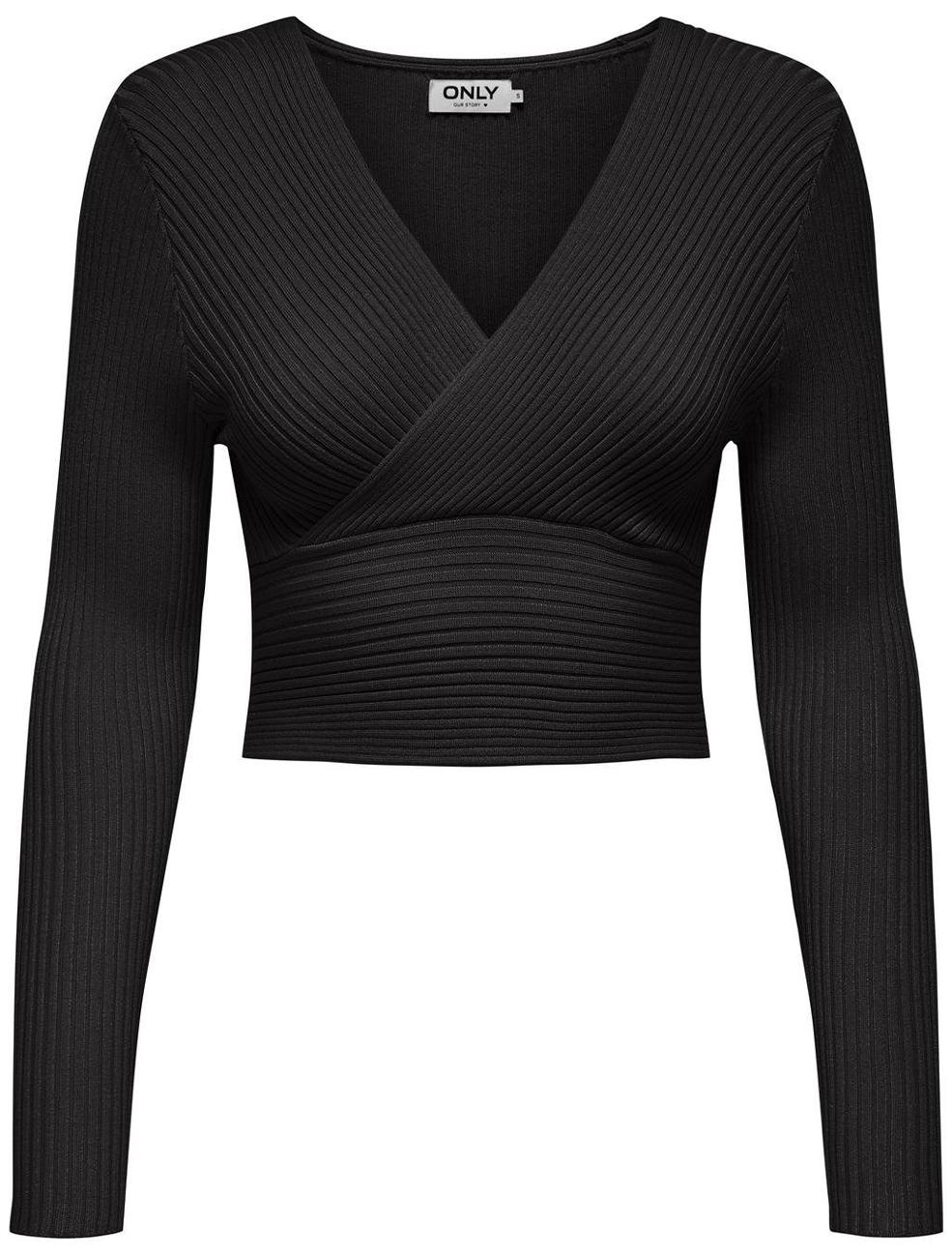 ČERNÝ CROP TOP S DLOUHÝM RUKÁVEM