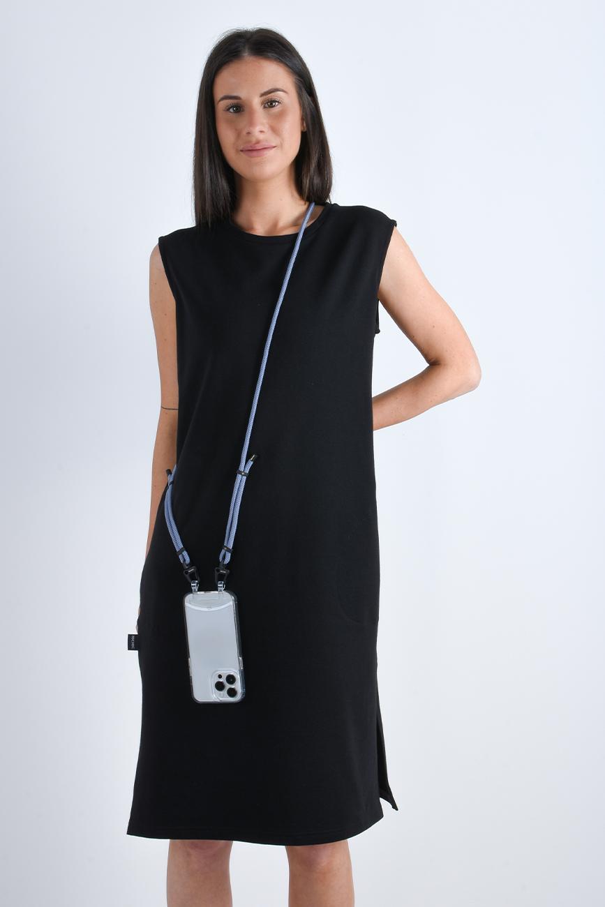 [CHIC355] MINIMALISTICKÉ ČERNÉ ŠATY S ROZPARKEM  Mina