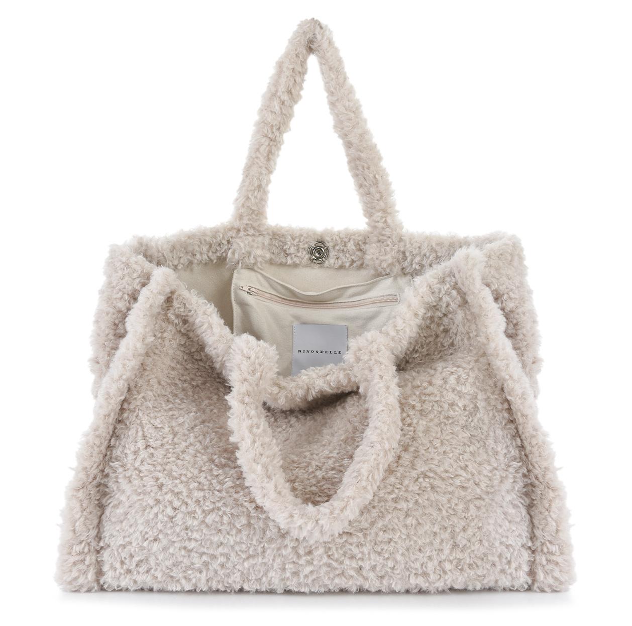 KRÉMOVÁ TEDDY KABELKA SHOPPER Rino Pelle