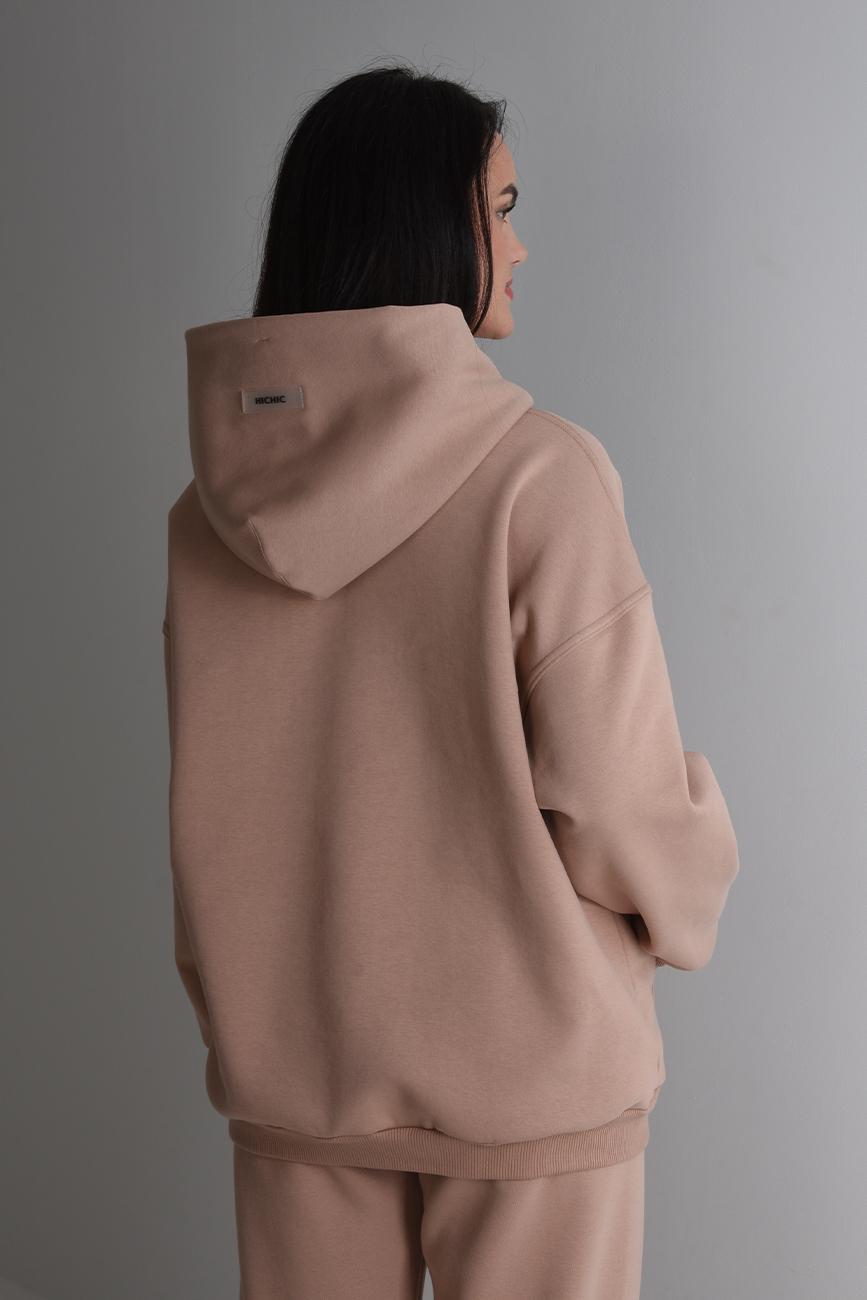 [CHIC392] PÍSKOVÁ OVERSIZE MIKINA S KAPUCÍ  Moodie
