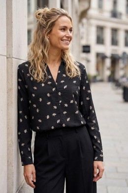 [JDY349] ČERNÁ KOŠILE SE VZOREM GINKGO BILOBA JdY