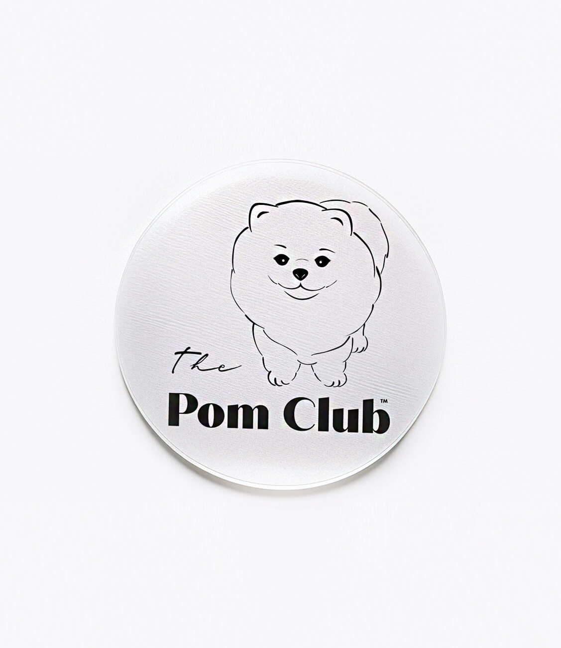 [CHIC401] PRŮHLEDNÁ SAMOLEPKA S POMERANIANEM  The Pom Club 90 mm