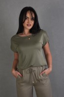 KHAKI ELEGANTNÍ TRIČKO S KRÁTKÝM RUKÁVEM Rino Pelle