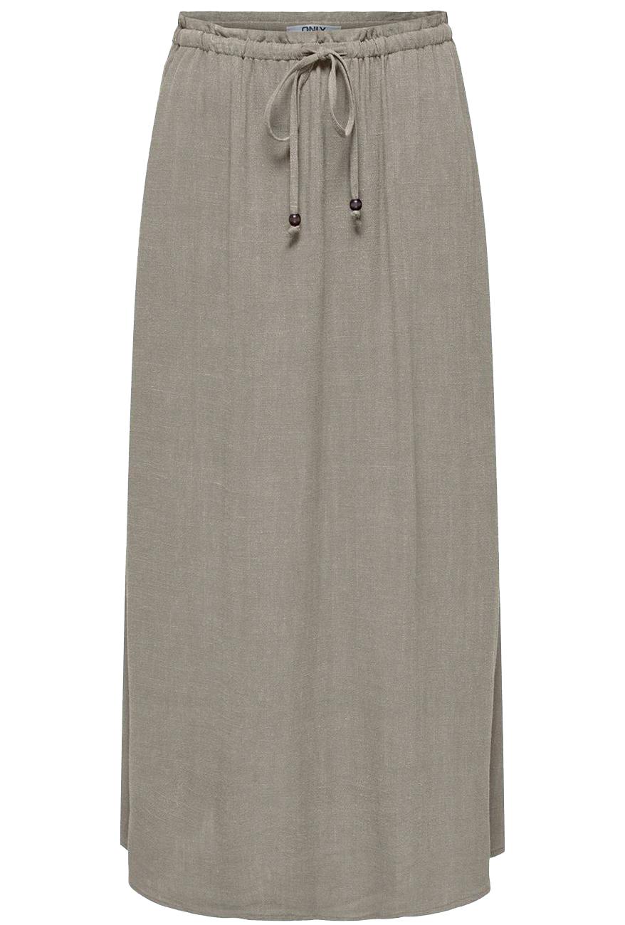 [ONLY242] KHAKI LNĚNÁ SUKNĚ S KAPSAMI