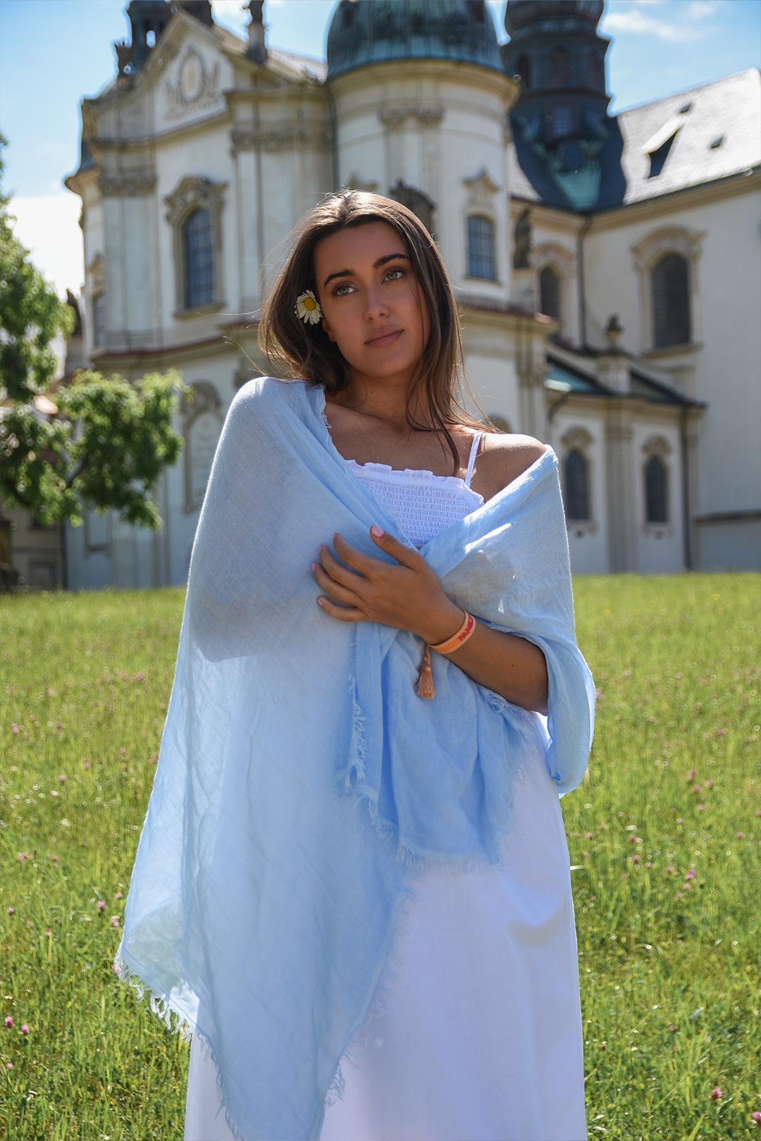 [PDS12] VELKÝ BAMBUSOVÝ ŠÁTEK MODRÝ BABY BLUE