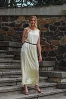 ŽLUTÉ LETNÍ SATÉNOVÉ ŠATY DLOUHÉ PECA del SOL